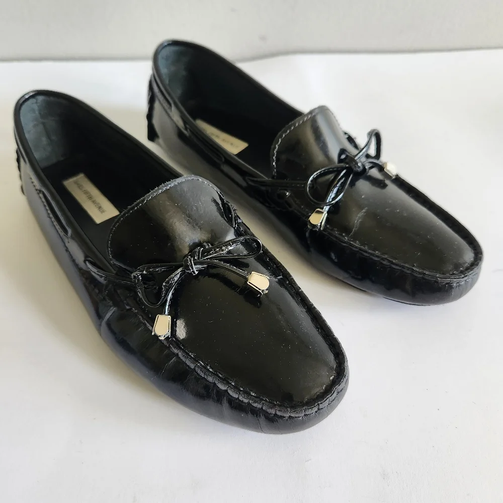 Saks Fifth Avenue Black Patent Leather Loafers